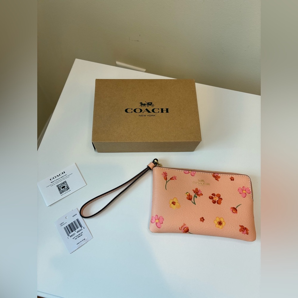 Coach Corner Zip Wristlet In Signature Canvas Mystical Floral Print